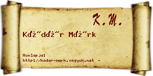 Kádár Márk névjegykártya